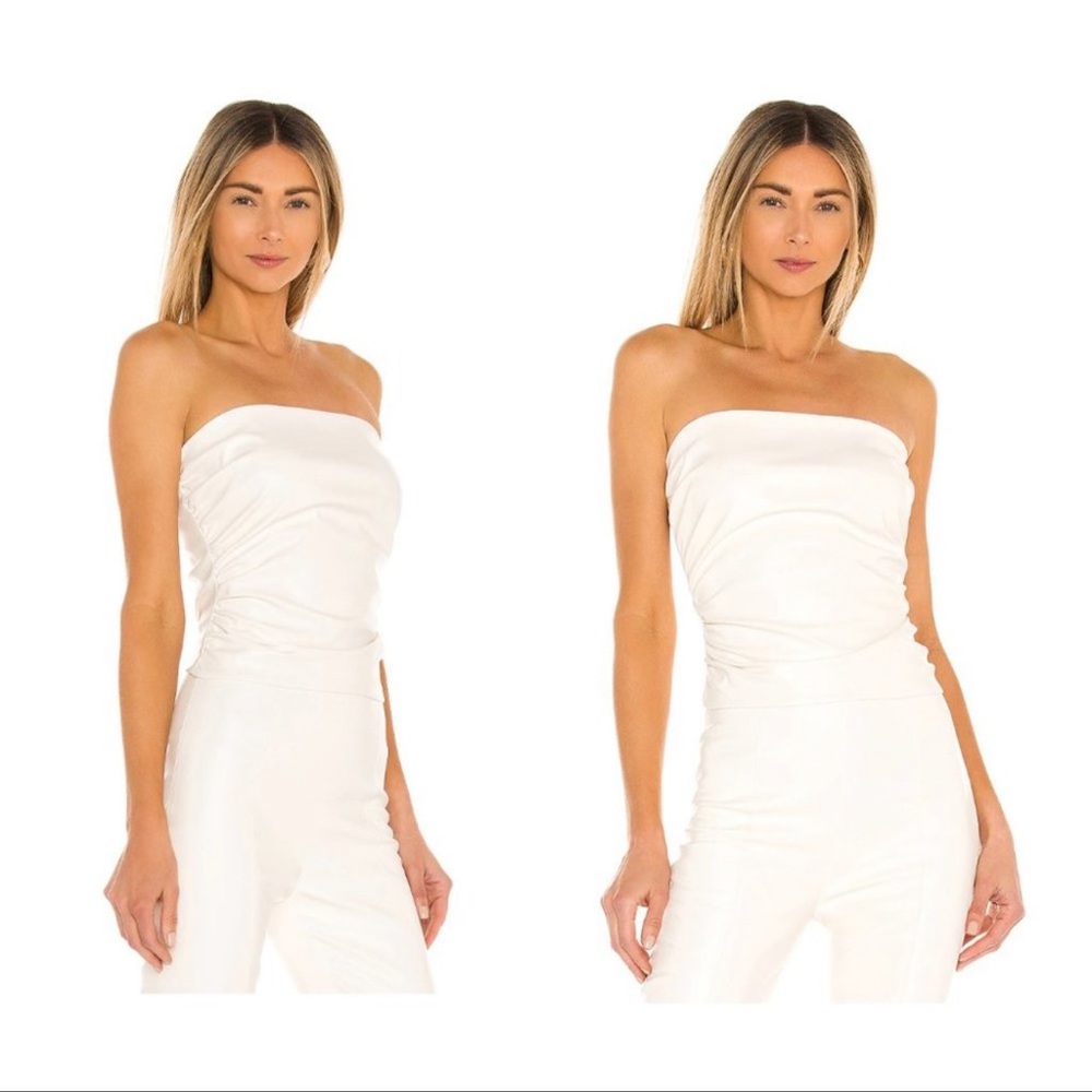Amanda Uprichard X REVOLVE | NWOT Palma Leather Tube Top in Cream Size XS